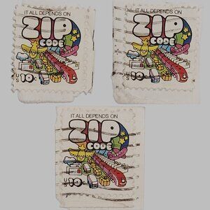 1974 ZIP Code Stamps – 10¢ – Lot of 3 Used – USPS Campaign – Vintage